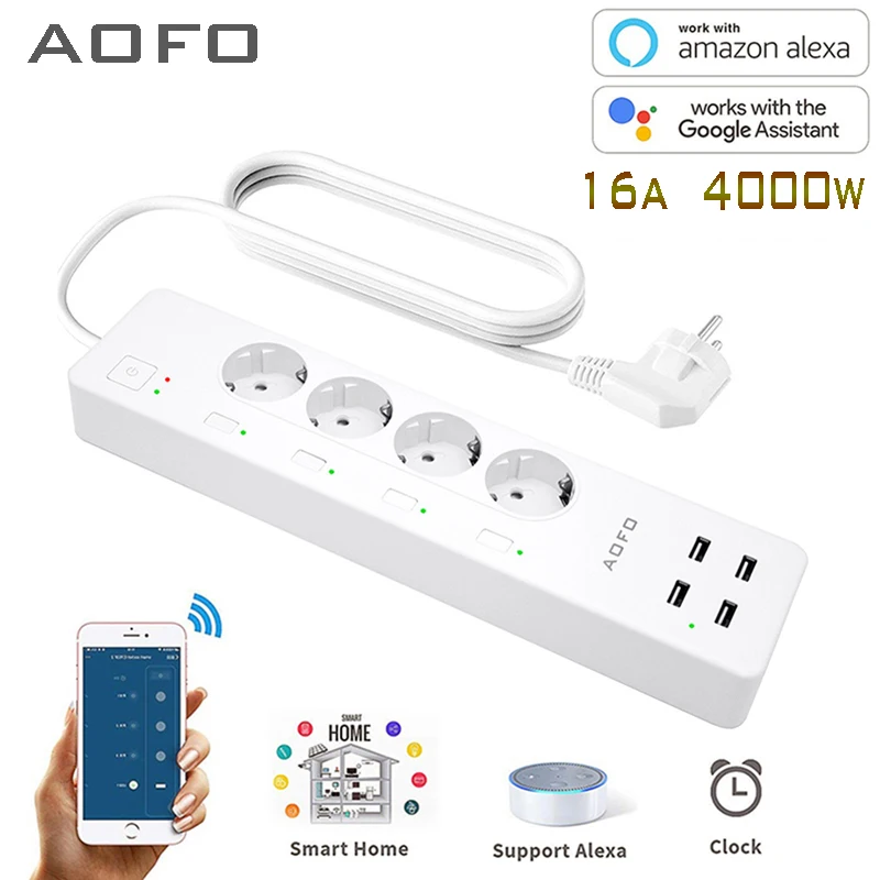 Смарт-удлинитель AOFO с защитой от перенапряжения и голосовым управлением |