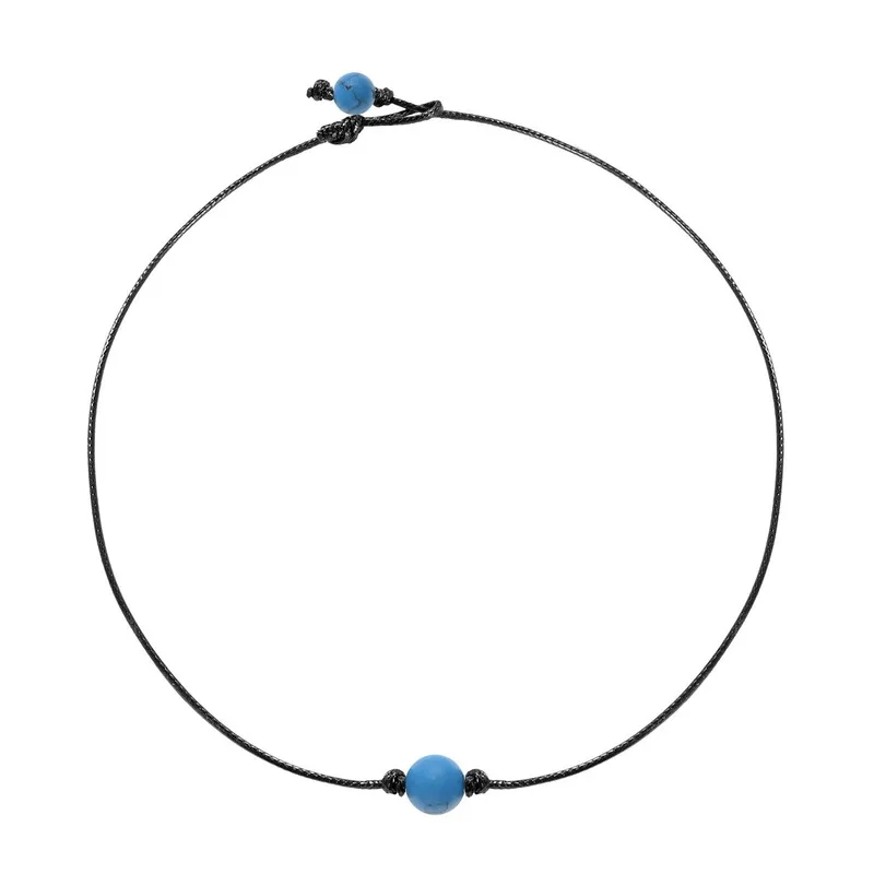 

Simple Adjustable Leather Rope Stone Necklace Pendant Bead Chain Choker Necklaces for Women Fashion Neck Jewelry Wholesale