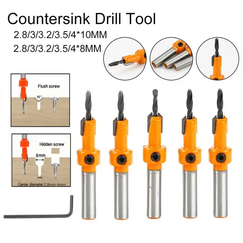 1pcs 8mm Shank HSS Woodworking Countersink Router Bit Set Screw Extractor Remon Demolition for Wood Milling | Инструменты