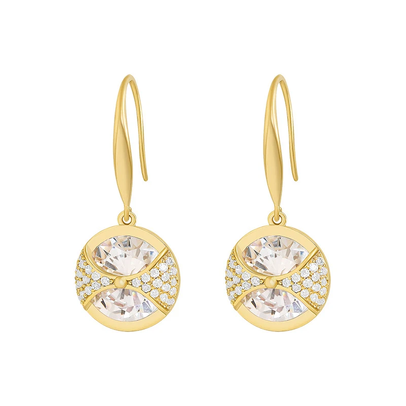 

New Fashion Zircon Pendant Earrings Female Round Simple Alloy Crystal Fashion Sweet and Generous Drop Pendant Jewelry