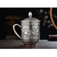 silver cup 999 sterling silver handmade tea set japanese retro office cup water cup tea cup tea ceremony kung fu tea set 290ml