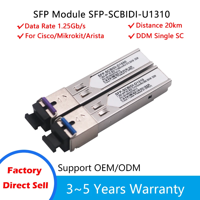 Коммутатор SFP Mikrotik совместимый с Cisco 2 шт. модуль sfp SC Gigabit BIDI mini gbic 1000 Мбит/с