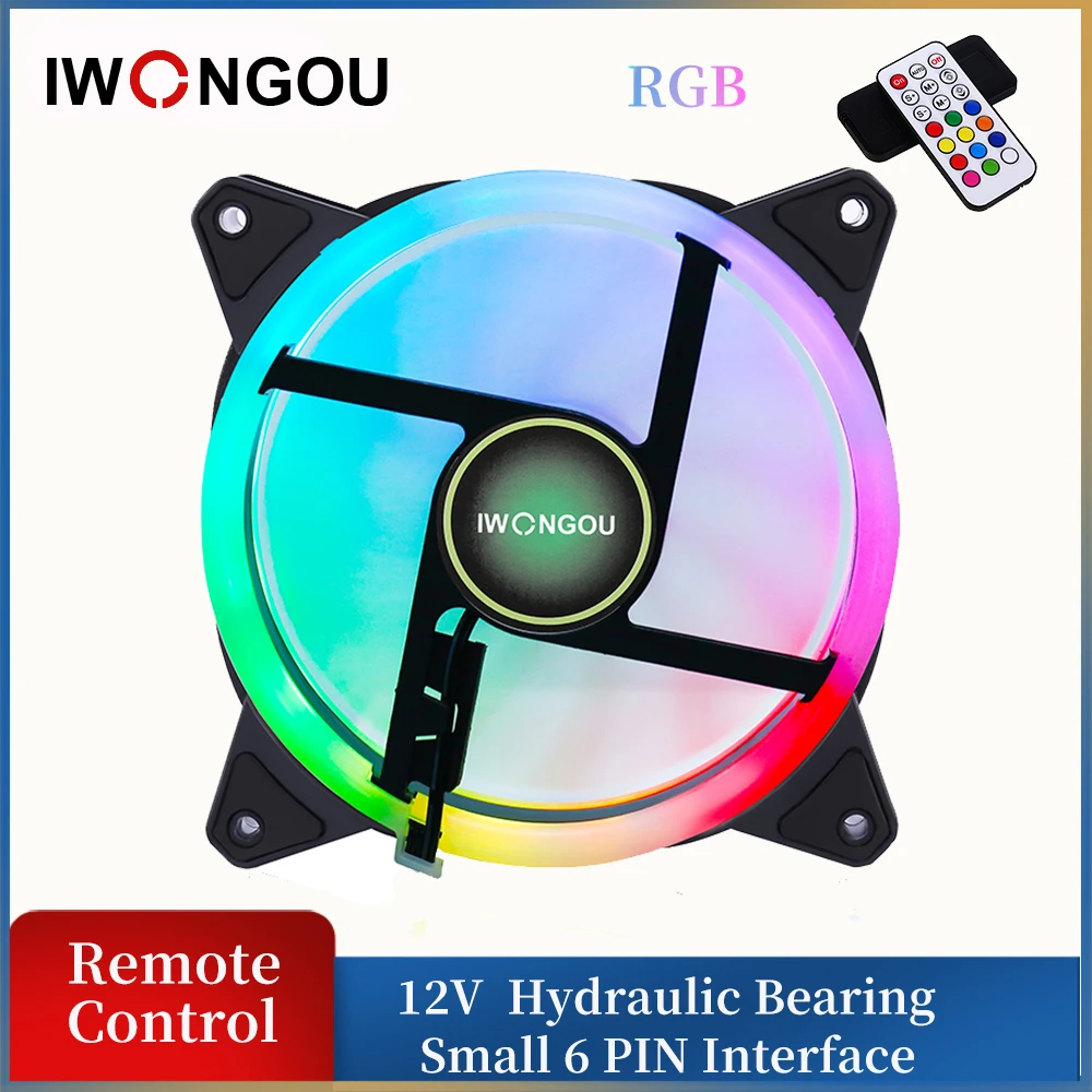 

IWONGOU PC Fan Controller RGB Halo Cooling Fan 12v 120x120mm Silent 6 pin Computer Case Cooler 3p 4p 5p 6p with 4 Screws