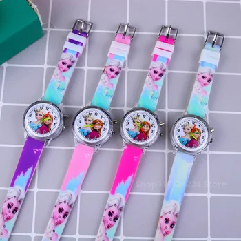 Disney Princess Elsa Kids Watches Girls Silicone Strap Cartoon Rabbit Dinosaur Light Children Wrist Watch Clock reloj infantil 5