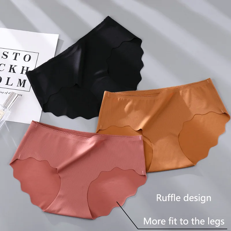 Сверхтонкое бесшовное женское нижнее белье мягкое с оборками антибактериальное