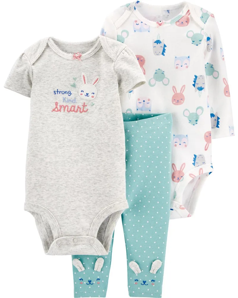 

2021 3pcs/set Baby Boy Girl Clothes Set Long Sleeve Bodysuits+Pants +T-shirt Newborn Clothing Set Cute Sheep Cotton Outfit