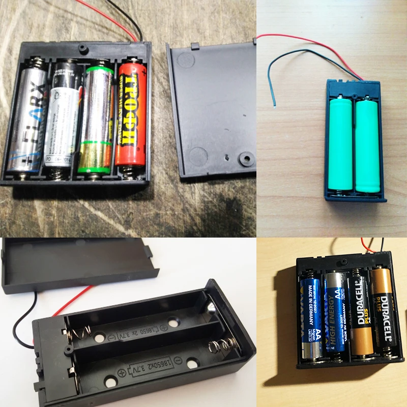 Чехол для хранения аккумуляторов AA 18650 черный Бокс сделай сам 1 2 3 4 слота