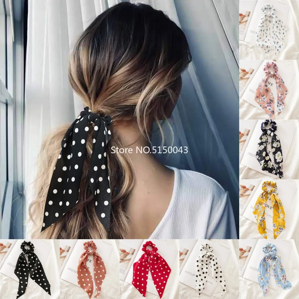

Floral Print Bow Scrunchies Hair Ribbon for Women Ponytail Scarf Sweet Elastic Hair Band Girls Hair Ties Hair Accessories Gifts