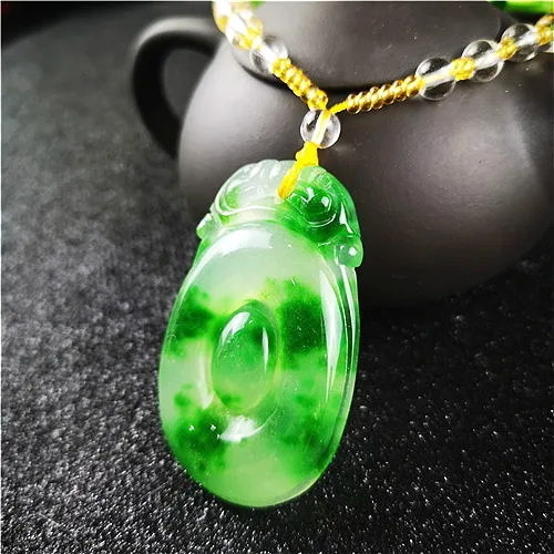 Натуральный Изумрудный дракон зеленый нефрит кулон бусы ожерелье шарм жадеит