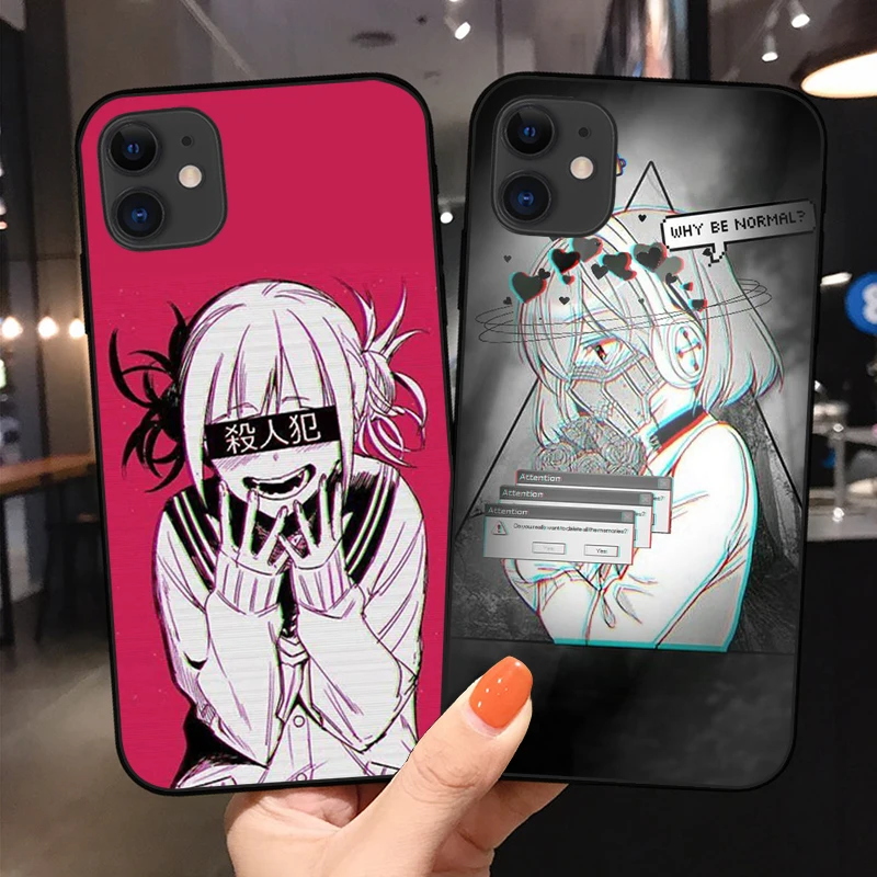 

Sad Anime Aesthetic Senpai Phone Cover For iPhone 11 12 13Pro XS Max X XR 6 6S 7 8 Plus 13Mini SE20 Black Soft Silicone TPU Case