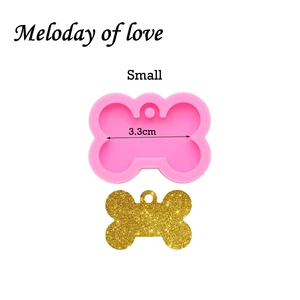 Блестящая собачья кость собачья бирка форма DIY эпоксидная смола силиконовая форма для брелка глянцевая отделка DY0094