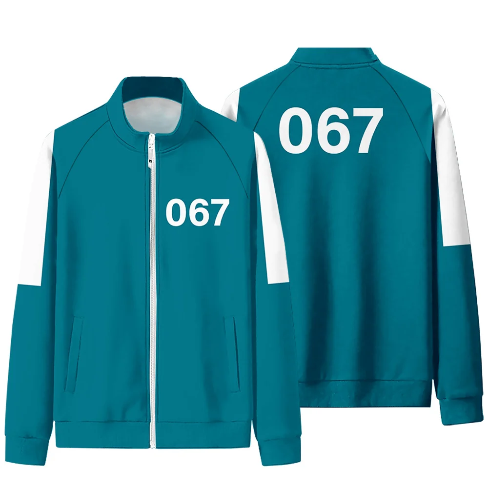 squid game 067 cosplay jacket suit korean tv 456 costume zip up tracksuit loose squid game round six women sportwear costume free global shipping