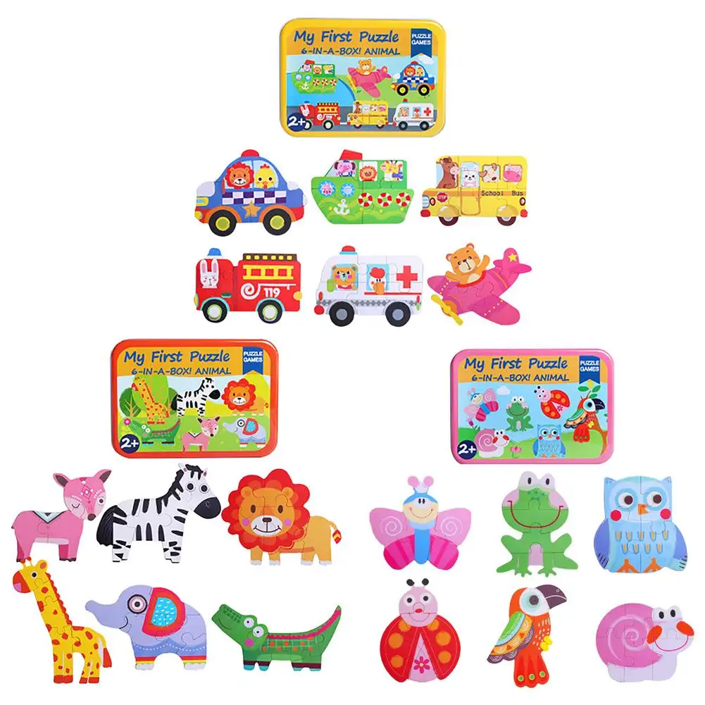 

Wooden Jigsaw Animal Puzzles For Toddlers Early Learning Educational Preschool Montessori Toy 6 PCS Fine Motor Skills Developme