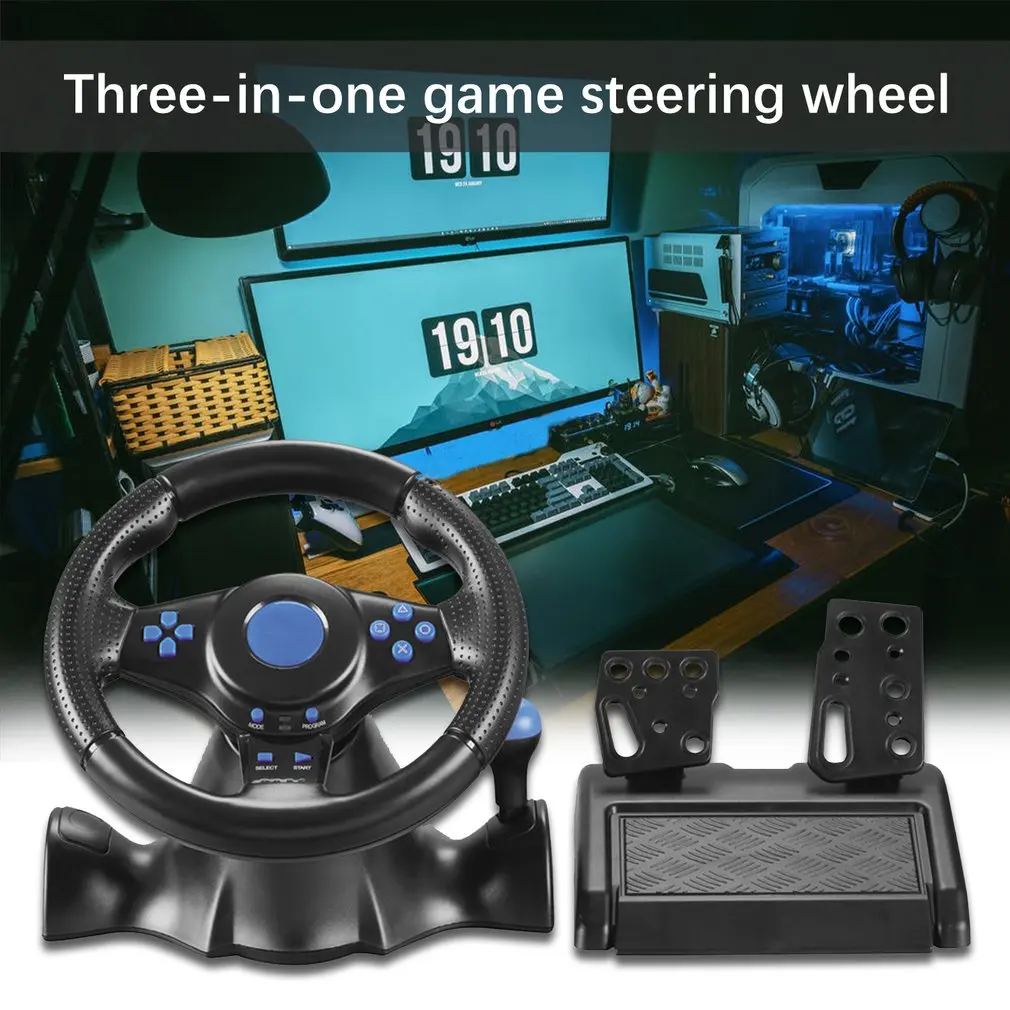 

4 In 1 Racing Steering Wheel For Ps4 Shock For Ps2 Game Steering Wheel PC Vibration Joysticks Remote Controller Wheels Drive