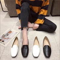 spring flats basic shoes women loafers synthetic leather fashion square toe slip on lady flats leather single shoes