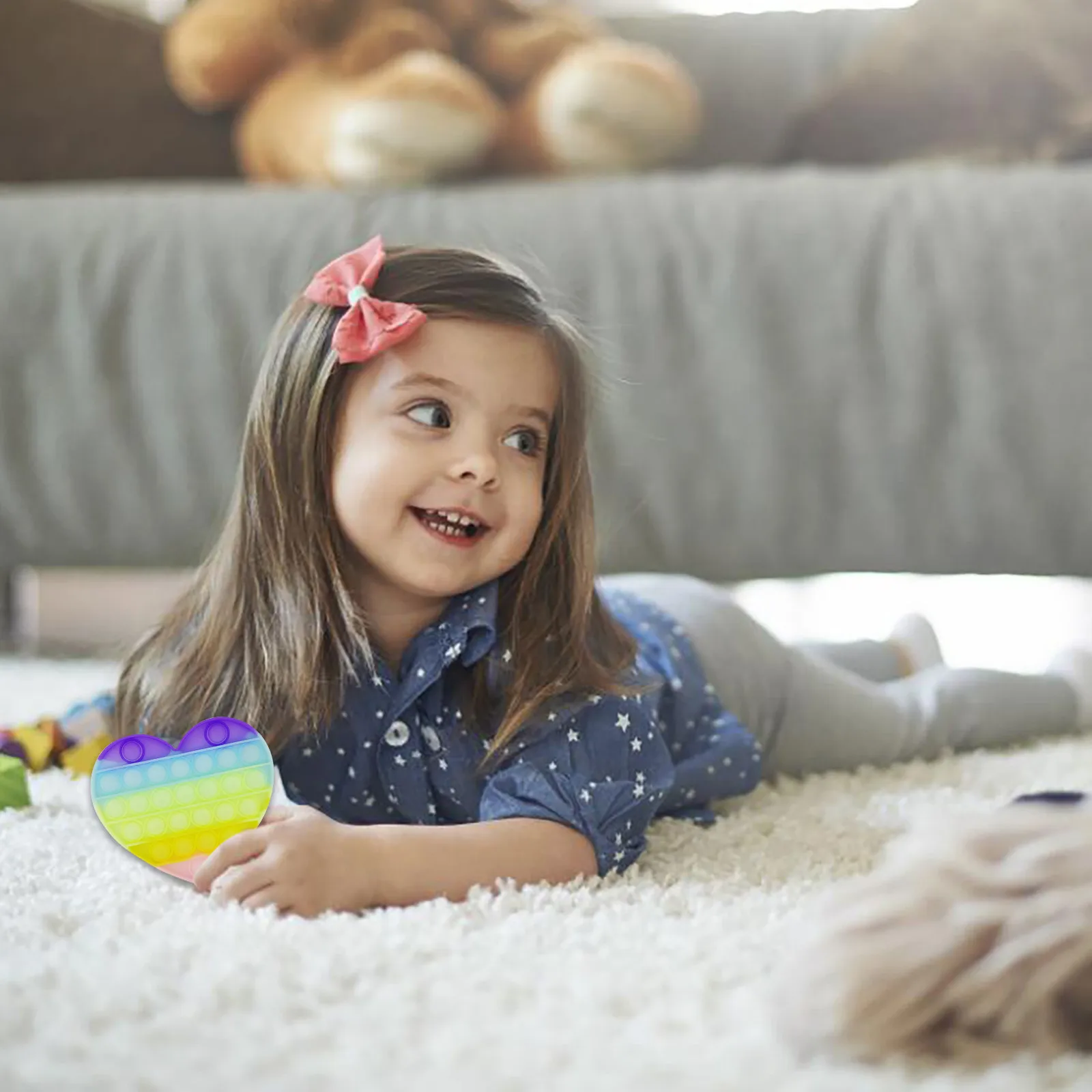 

Pressure Relief Sensory Cognitive Toys Rainbow Color Silicone Squeeze Toys Colored Polygonal Round New Square Decompression Toy