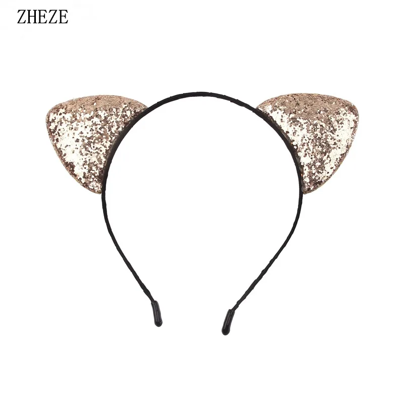 12 шт./лот новые двухсторонние блестящие повязки на голову с кошачьими ушками для