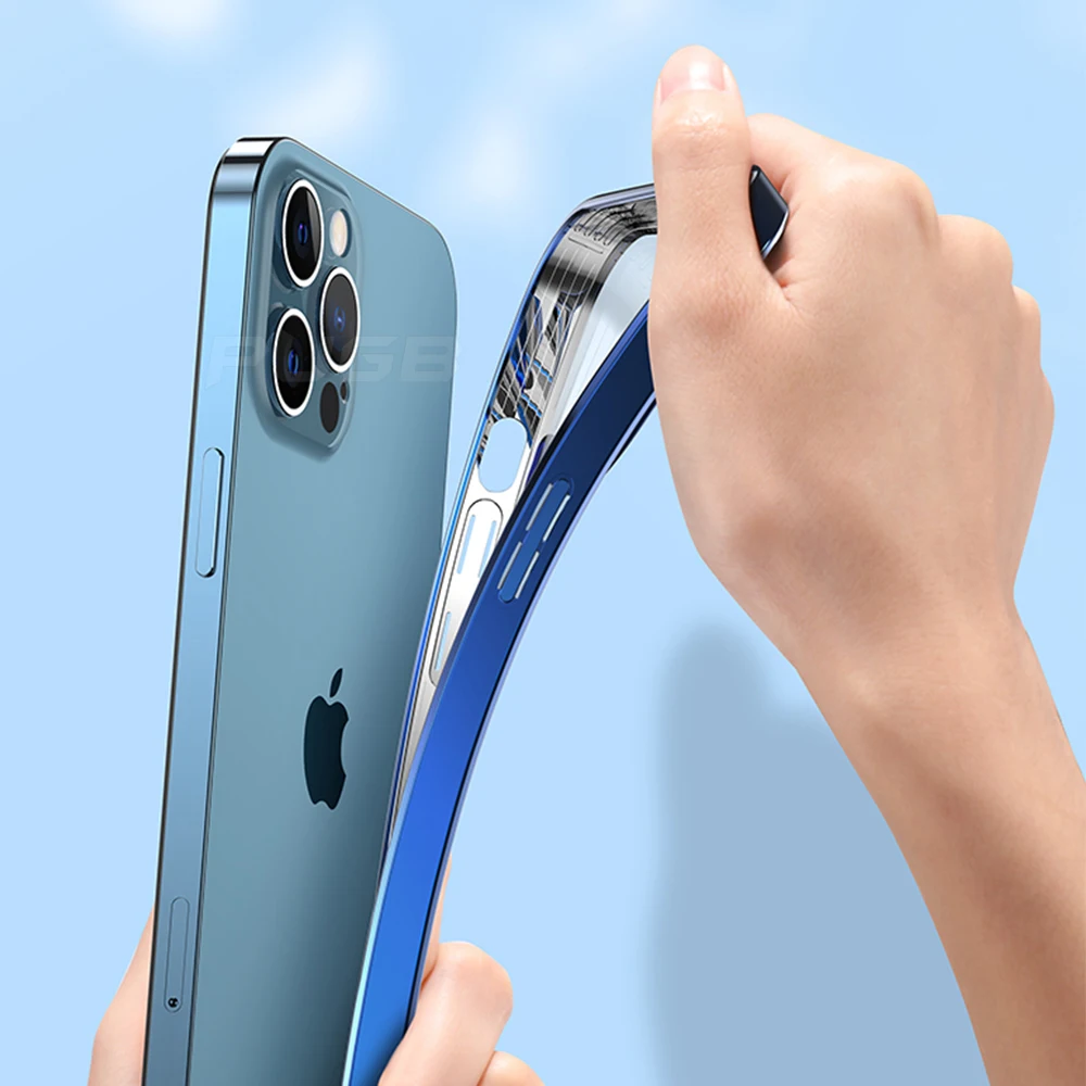 

Transparent Square Frame Plating Case for iPhone 12 11 Pro Max Mini IPhone X Xs Xr 7 8 Plus SE 2020 Soft TPU Clear Cover