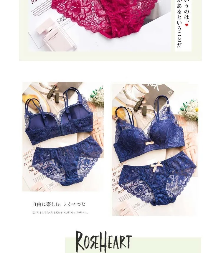 Roseheart Новое Женское модное красное сексуальное женское белье синий беспроводной бюстгальтер бант с кружевной отделкой хлопковые трусики нижнее белье бюстгальтер с мягкими чашечками