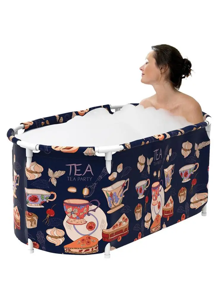 

Blue Bathtub Adult Bath Tub Barrel Sweat Steaming Thicken Portable Bathtub Home Sauna Insulation Folding Bath Bucket