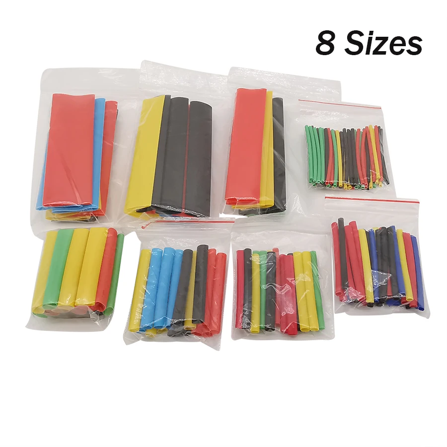 

164Pcs/Set Heat Shrink Tube Insulated Sleeving 8 Sizes Polyolefin Shrinking Assorted Sleeving Shrink Tube Kit