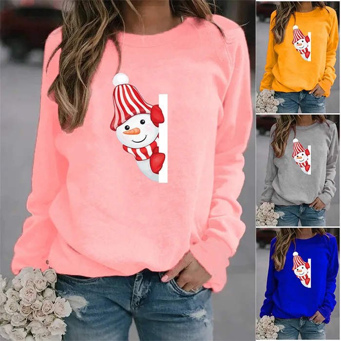 

Рождественские толстовки, модные женские повседневные толстовки с длинным рукавом и круглым вырезом, женские свитшоты с принтом, корейские...