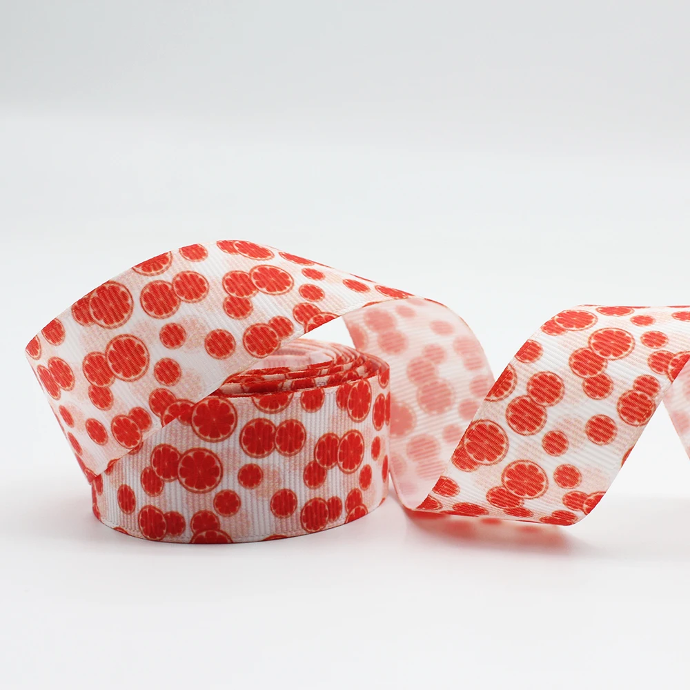 

Cartoon Fruit Pomelo Printed Grosgrain Ribbon 3'' Design Custom​ Cartoon Logo for Hair Bows Sewing DIY Handmade Materials