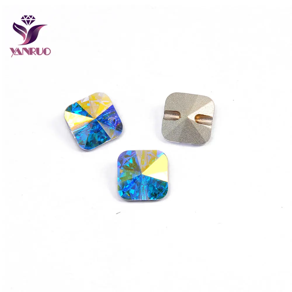 

YANRUO 3009 Button Crystal AB Rhinestones Square Sewing Buttons for Clothing DIY Decorativos Jeans