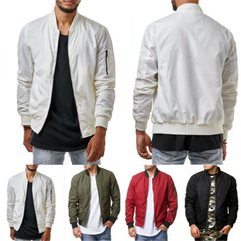 Мужская куртка-бомбер для фитнеса Повседневная тонкая однотонная модель 2020 в