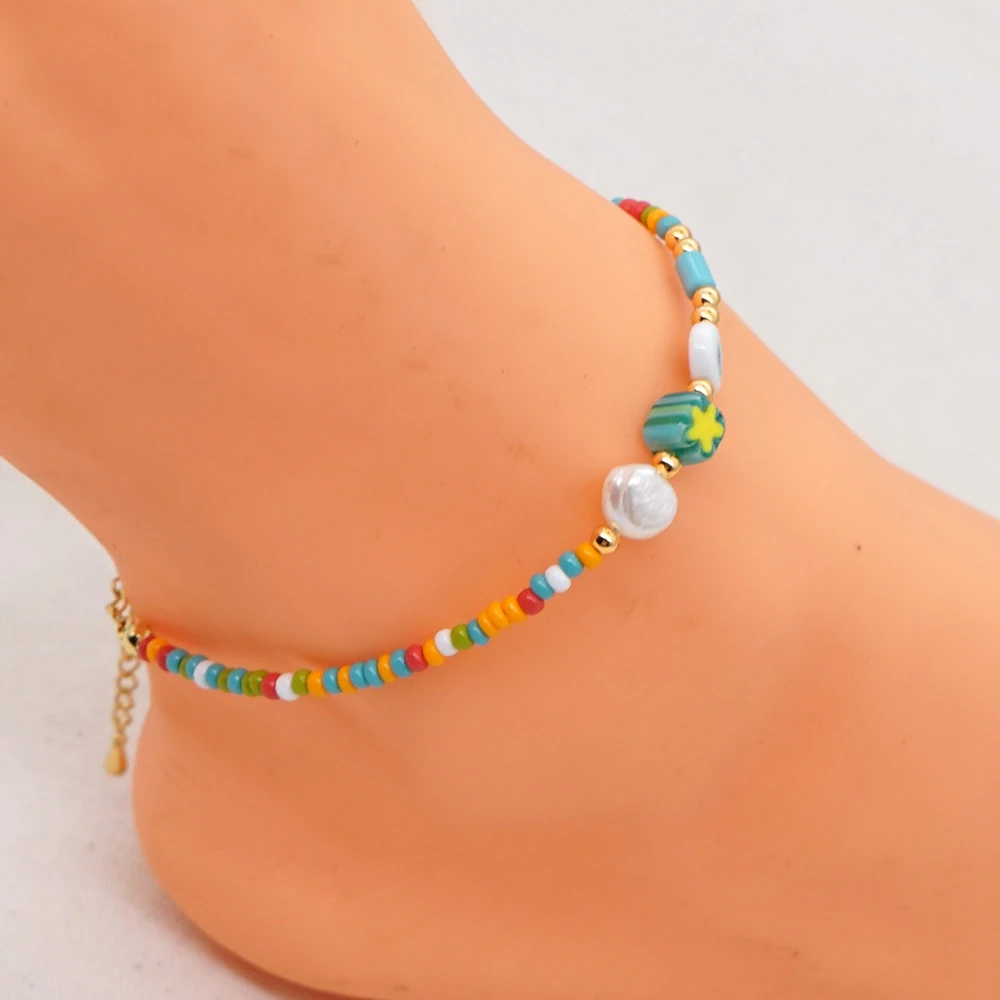Женский ножной браслет Go2Boho из пресноводного жемчуга летнее пляжное украшение |
