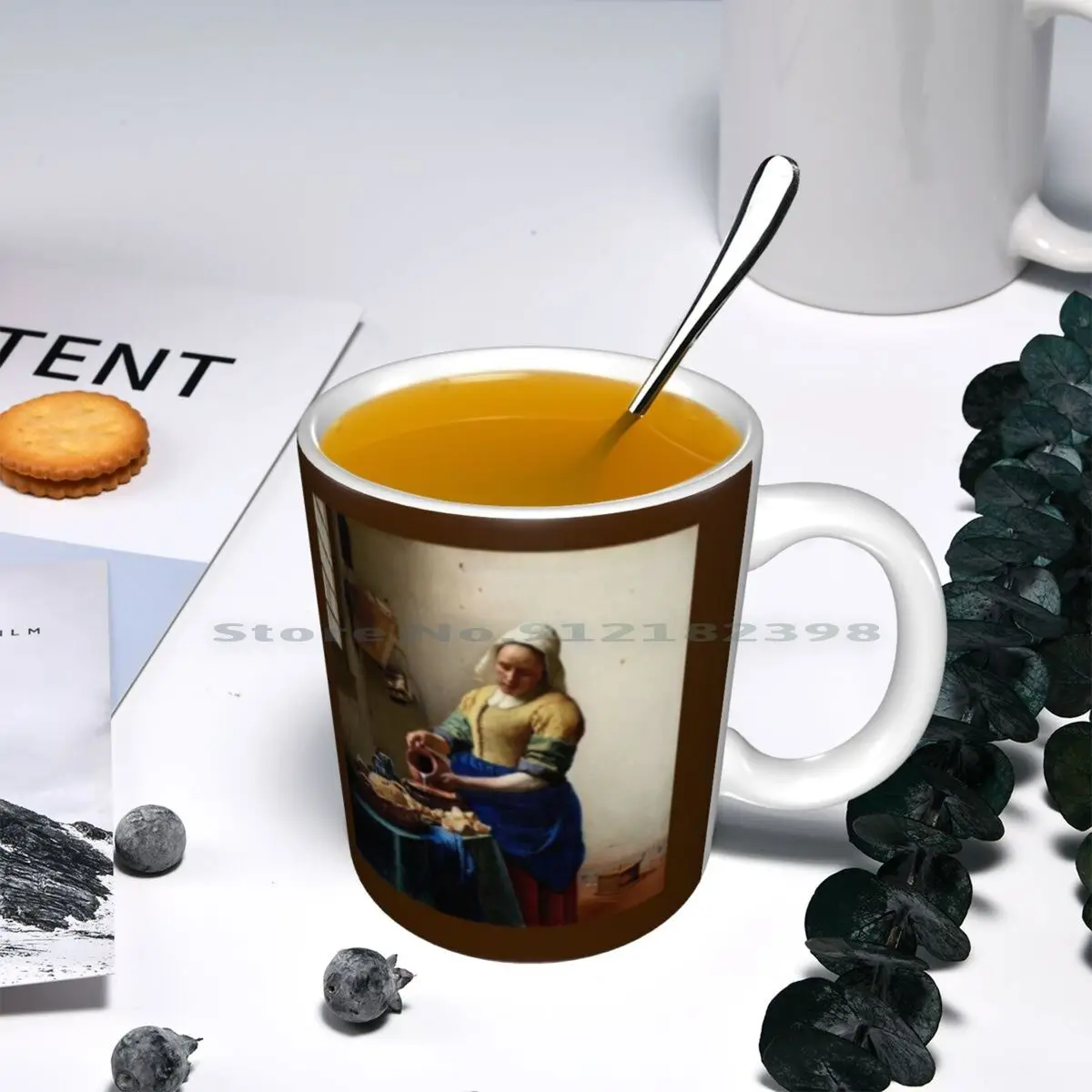 Vermeer: старинная 1683 молочная горничная с рисунком керамические кружки кофейные