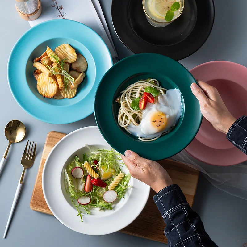 Креативная керамическая тарелка в скандинавском стиле для макаронных изделий