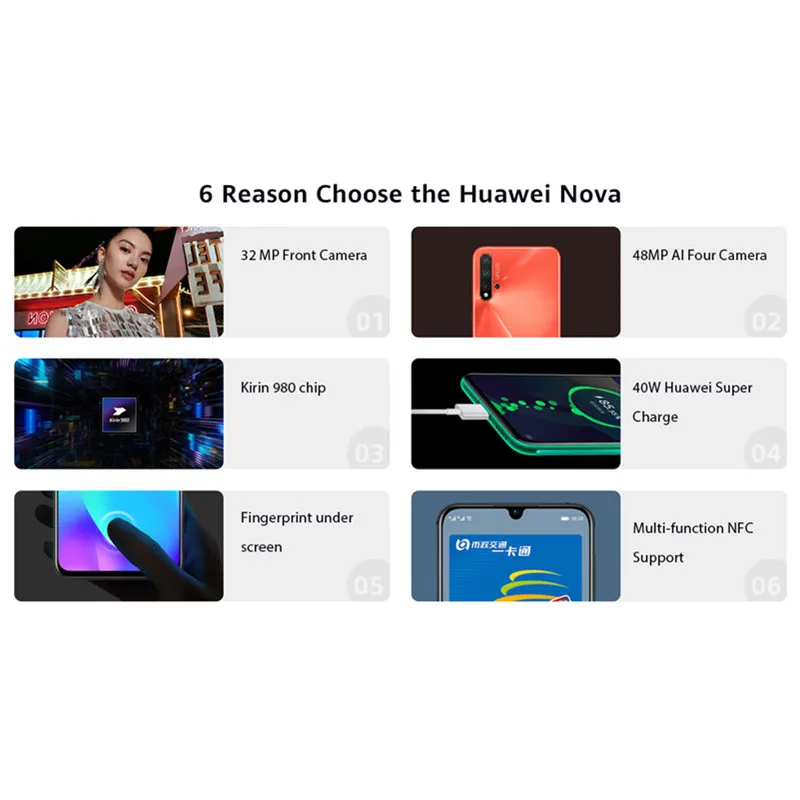 Мобильный телефон HuaWei Nova 5 Pro 4G LTE Kirin 980 Android 9,0 6,3" ips 2340X1080 8 Гб ram 256 ГБ rom МП NFC зарядка 40 Вт