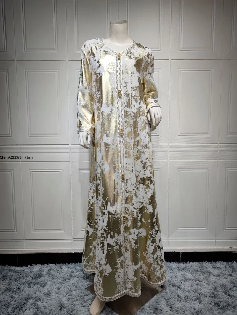 Fashion Muslim Abaya Maxi Dress Women Long Sleeve Loose Muslim Saudi Arabic Jalabiya Oman Dubai Morroco Caftan with Belt Fall