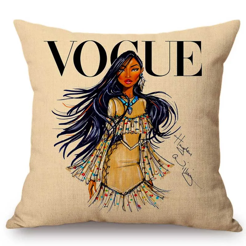 Модный Журнал красочная ручная рисованная мультяшная красивая девушка подушка с принтом наволочка, домашний декор диван Подушка Чехол - Цвет: A2