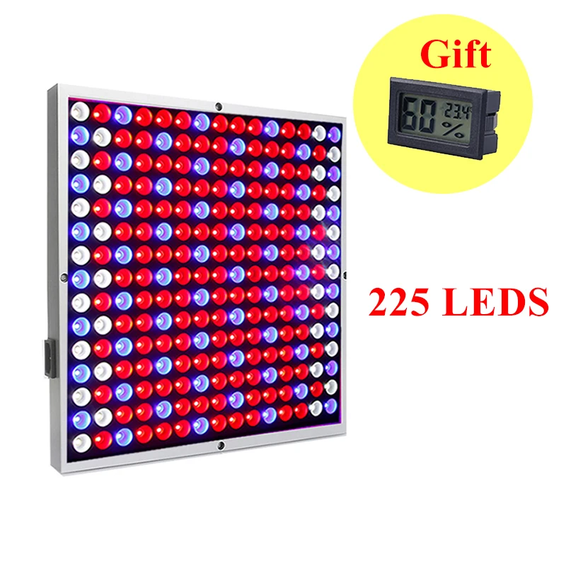 225 LEDS 1000 Вт Светодиодный светильник для выращивания, полный спектр, лампа для растений, Фито, лампа для выращивания саженцев, лампа для роста с подарочным термометром, гигрометром - Испускаемый цвет: 225 LEDS