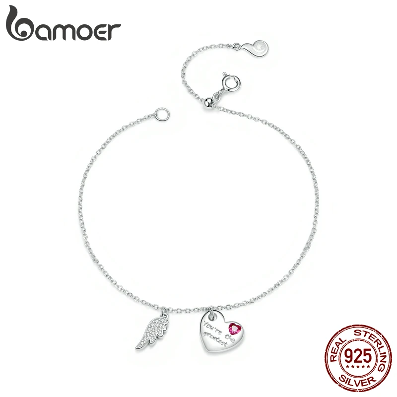 

Memnon CZ Love Letter Link Chain Bracelets for Women 925 Sterling Silver Bracelets with Charms Anniversary jewelry Gifts BSB052