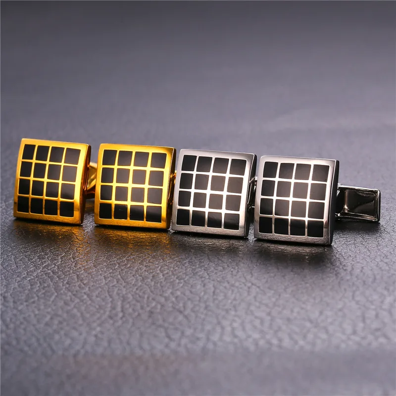 Collare черные запонки в клеточку высокого качества с эмалью желтого золота/браслет