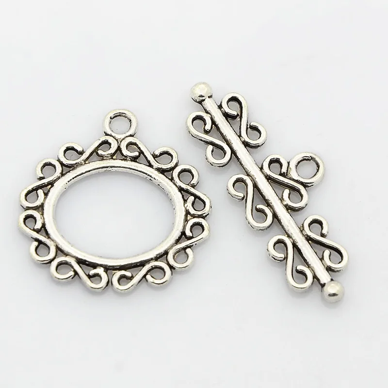 

10Set Tibetan Style Alloy Ring Toggle Clasps Antique Silver Ring: 23x23x1.5mm Hole: 2mm Bar: 32x12x2mm Hole: 2mm