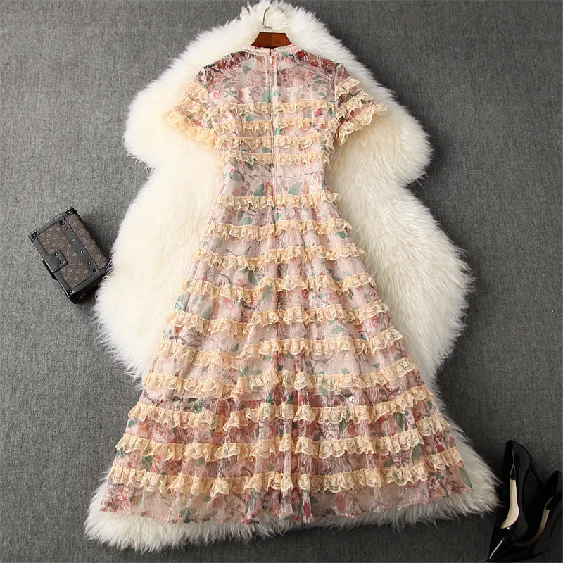 Высококачественное подиумное дизайнерское летнее платье с коротким рукавом