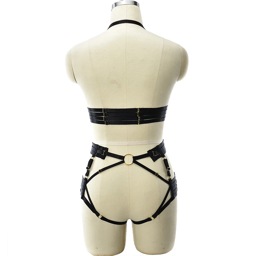 Комплект с ремнем-портупеей готический бандаж сексуальное женское белье
