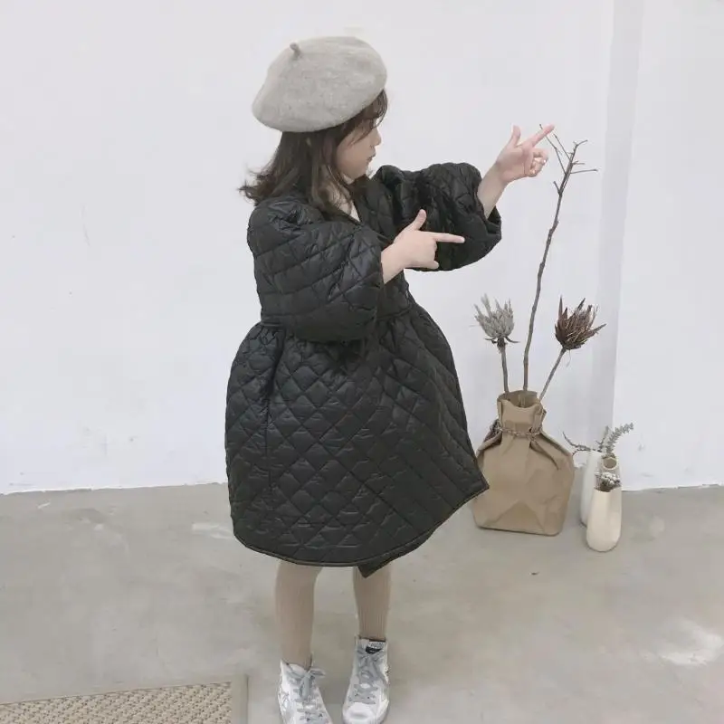 Детское платье с V-образным вырезом платья рукавами-фонариками для девочек