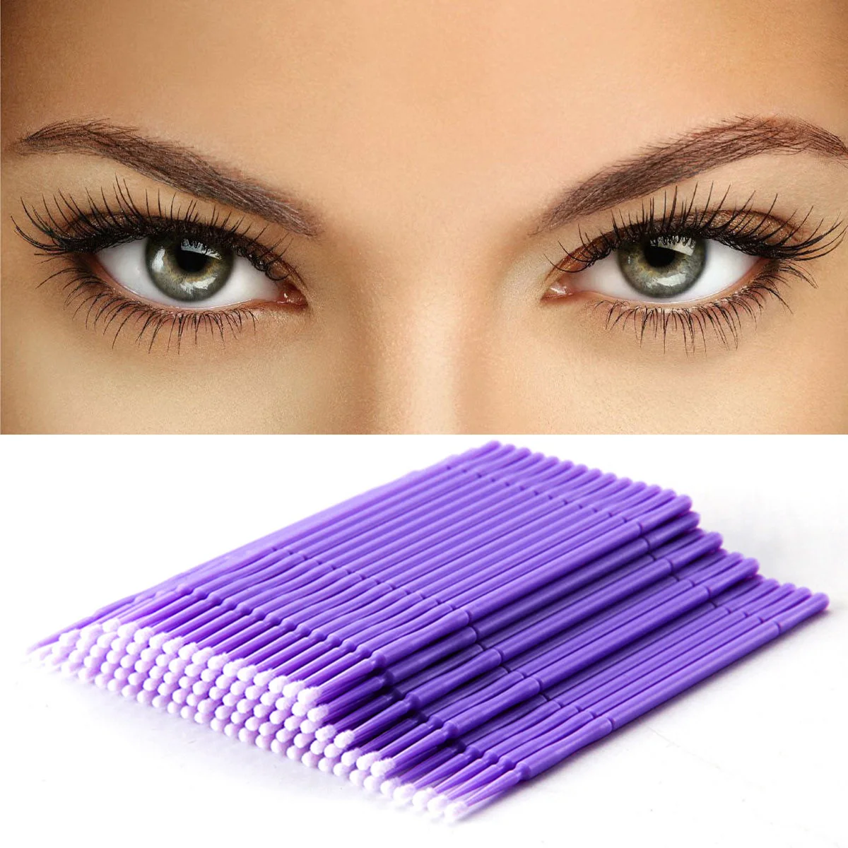 

Professional Cotton Swab Grafting Eyelash Remove 100pcs Eyelash Extensions Brush Swab Micro Disposable Microbrush Applicato L0E2