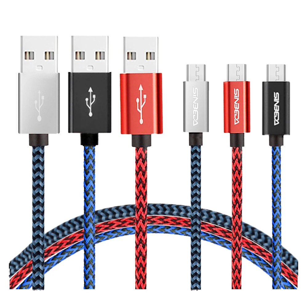 Sinbeda кабель Micro USB для быстрой зарядки 1 м 8 3 адаптер Android 5 В а плетеный нейлоновый usb