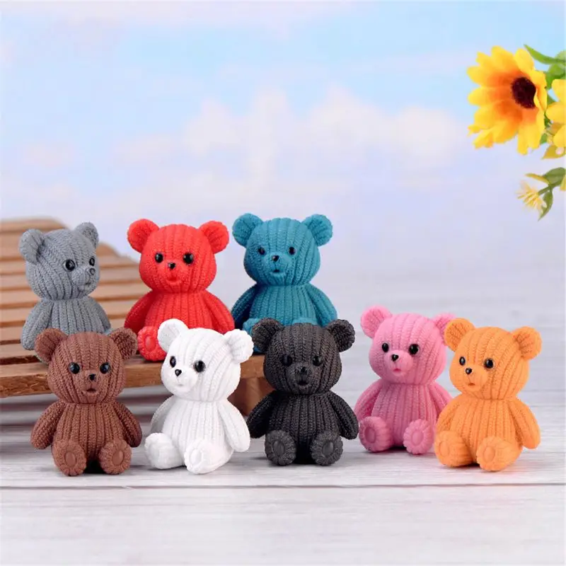 

Popular Party Home Decoration Accessories Cute Plastic Tedy Bear Miniature Fairy Easter Animal Garden Figurines Home Decor