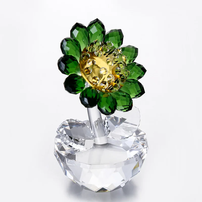 

Crystal Sunflower Figurine Car Interior Decor Craft Unfading Bouquet Sculpture Glass Home Office Decor Ornament Fengshui Gifts