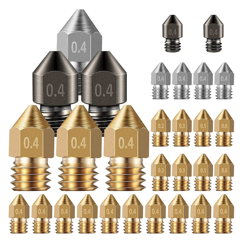Brass Nozzle High Temperature Pointed Wear Resistant Nozzles Mk8 Nozzles 3D Printer Extruder Nozzles Applicable MK8 G99A