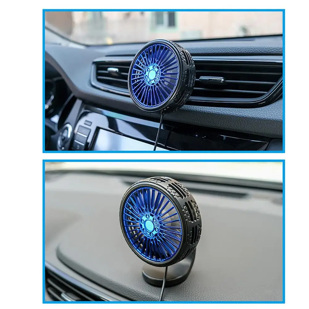

Car Seat Dual Cooling Fan Vehicle Air Vent Dashboard LED Aromatherapy 3 Wind Speed Cooling Air Summer Fan