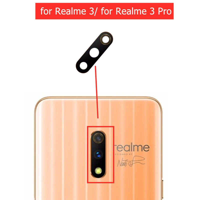 2 шт. для камеры Realme 3 Pro стеклянный объектив задней с 3M клеем OPPO запасные Запасные