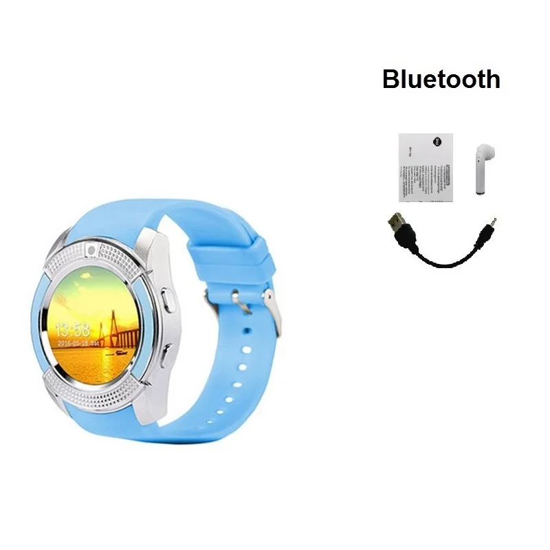 Blue with BT Stepfly SM08 Смарт-часы 1,22 дюймов полный круглый дисплей 2G один nano sim bluetooth Смарт-часы - Цвет: Blue with BT